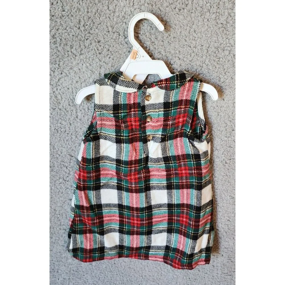 NEW Carter's Sleeveless Collared A Line Dress Plaid Acrylic Knit Holiday Sz‎ 12M